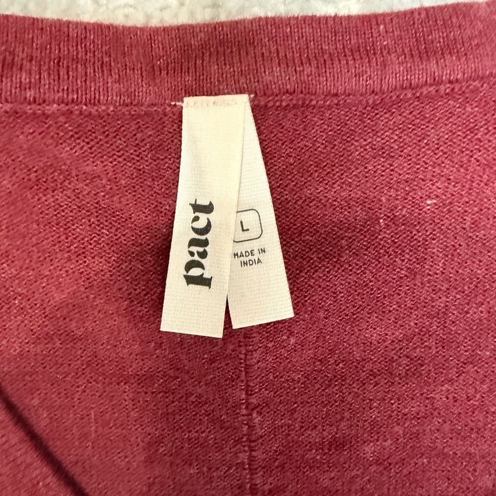 Pact Organic Cotton V Neck Sweater L Rust Soft Minimalist Capsule - Picture 3 of 6
